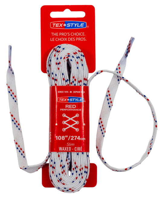 Tex-Style snørebånd, RØD Performance slim wax- Karton 36 stk