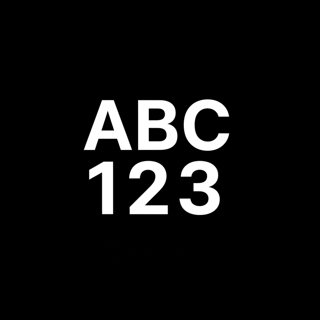 Kan du generere et kvadratisk billede til Shopify. På billedet skal der være hvid baggrund, frilagte bogstaver ABC og nedenunder bogstaverne skal der være frilagte tal 123
ABC og 123 skal være i samme størrelse og bredde.
